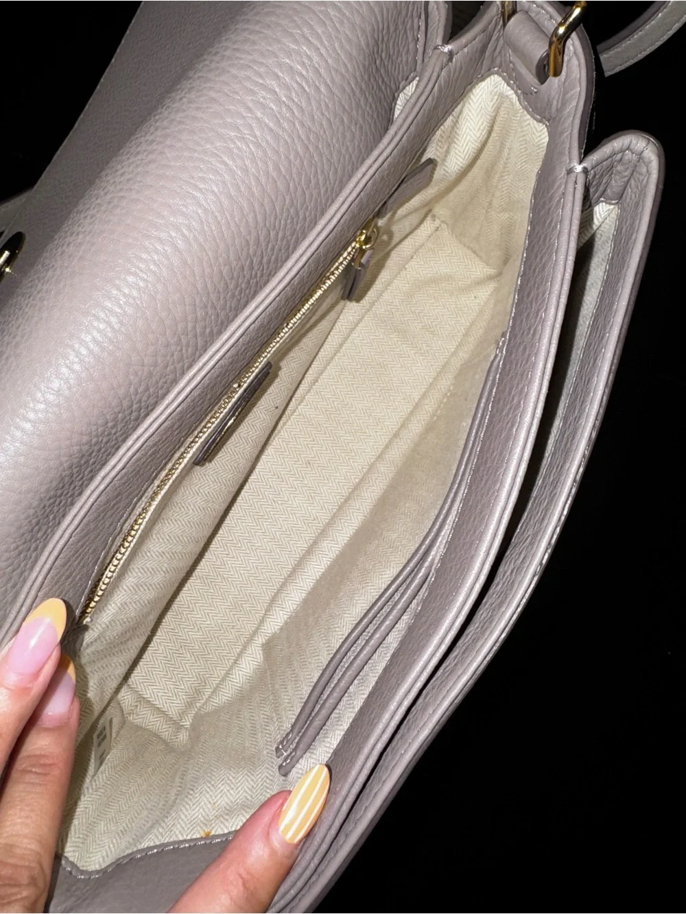 Tory Burch Kira mixed-leather double-strap bag in Grey Heron